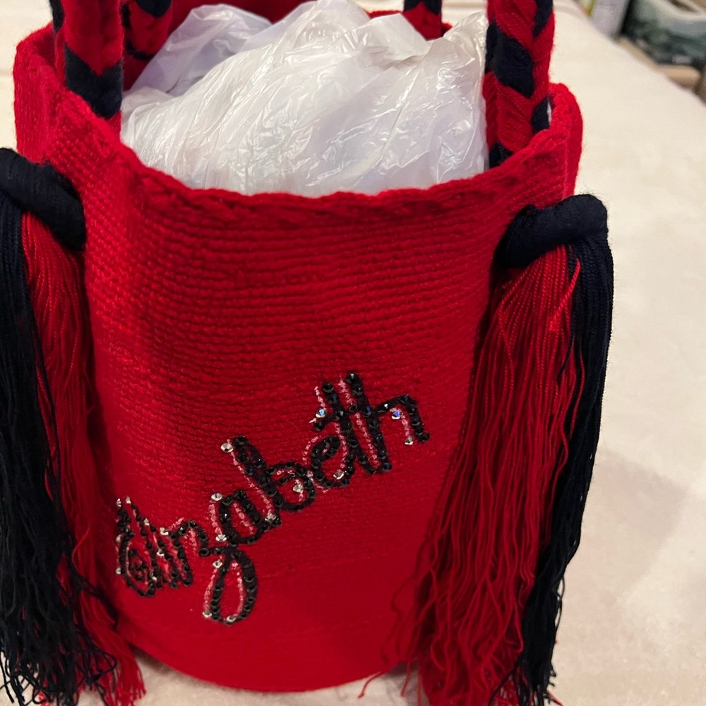 Elizabeth  personality Vibrant Red and Black  Bag wayuu Colombian Bag